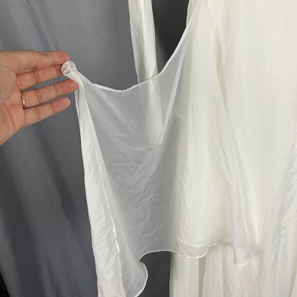 Annah Hariri White Overlay Chiffon Jumpsuit Wide Leg Size 2 Modest Palazzo READ - Picture 11 of 12